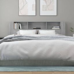 Berkfield Home Headboard Cabinet Grey Sonoma 200x18.5x104.5 cm - thumbnail 5