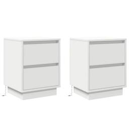 Berkfield Home White Bedside Cabinets with LED Lights 2 pcs White 39x34.5x50 cm - thumbnail 3