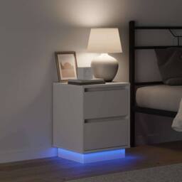 Berkfield Home White Bedside Cabinets with LED Lights 2 pcs White 39x34.5x50 cm - thumbnail 5