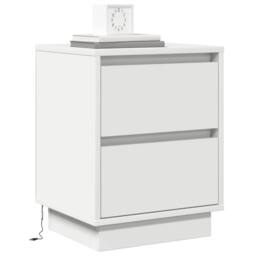 Berkfield Home White Bedside Cabinets with LED Lights 2 pcs White 39x34.5x50 cm - thumbnail 1