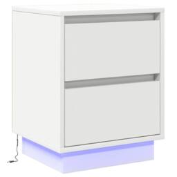 Berkfield Home White Bedside Cabinets with LED Lights 2 pcs White 39x34.5x50 cm - thumbnail 6