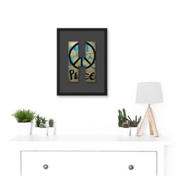 Artery8 Letter H Peace Sign Beige Black Decorative Graffiti Mural Alphabet Initial Stencil Artwork Framed Wall Art Print A4 - thumbnail 2