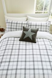 Helena Springfield 'Hunter's Check' Brushed Cotton Duvet Cover Set in Grey - Size: King - thumbnail 3