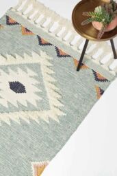 Homescapes Tenali Blue Kilim Wool Rug - Size: 120 cm x 170 cm