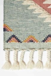 Homescapes Tenali Blue Kilim Wool Rug - Size: 120 cm x 170 cm - thumbnail 3