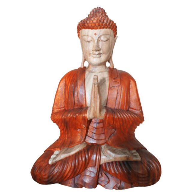 KDMD Hand Carved Buddha Statue - 30cm Welcome in Brown - image 1