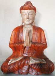 KDMD Hand Carved Buddha Statue - 30cm Welcome in Brown - thumbnail 2