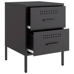 Berkfield Home Durable Bedside Cabinets 2 pcs Black 36x39x50.5 cm Steel - thumbnail 9