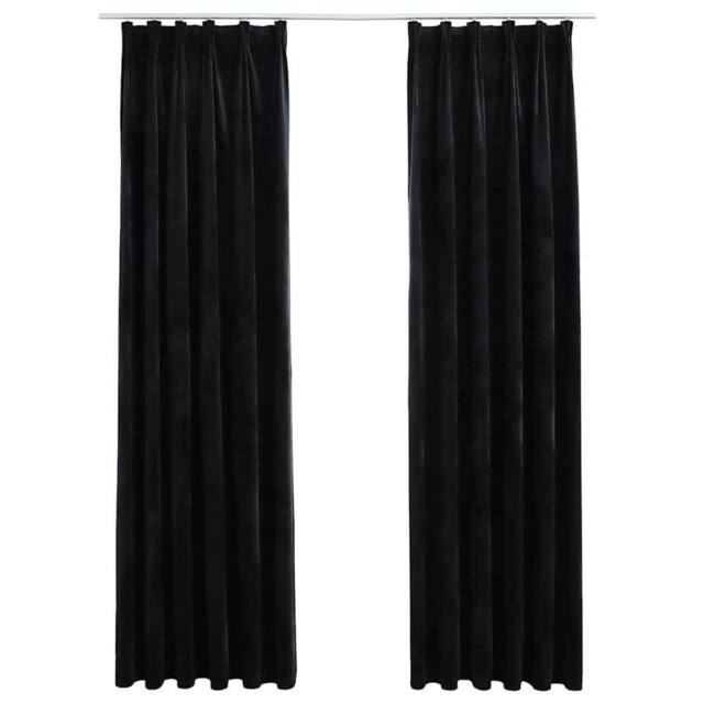 Berkfield Home Blackout Curtains 2 pcs with Hooks Velvet Black 140x245 cm - image 1