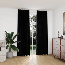 Berkfield Home Blackout Curtains 2 pcs with Hooks Velvet Black 140x245 cm - thumbnail 2