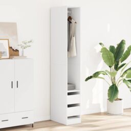 Berkfield Home Wardrobe White 30x50x200 cm Engineered Wood - Size: 30 x 50 x 200 cm - thumbnail 3