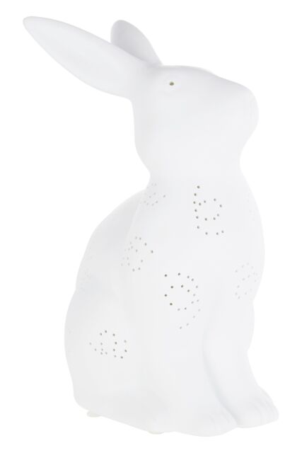 Orsina White Ceramic Rabbit Night Light, Decorative Animal Lamp For Kids' Nursery, Soft Ambient Bedside Glow Lamp - image 1