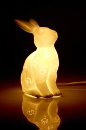 Orsina White Ceramic Rabbit Night Light, Decorative Animal Lamp For Kids' Nursery, Soft Ambient Bedside Glow Lamp - thumbnail 4