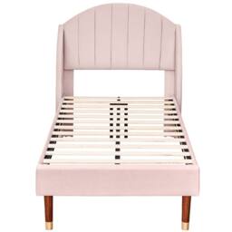 BTM Pink Velvet 3ft Single Upholstered Bed with Headboard - thumbnail 5