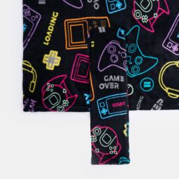 OHS Fleece Blanket with Sleeves Gaming Supersoft Warm Plush Wearable Warm Throw in Black - thumbnail 5