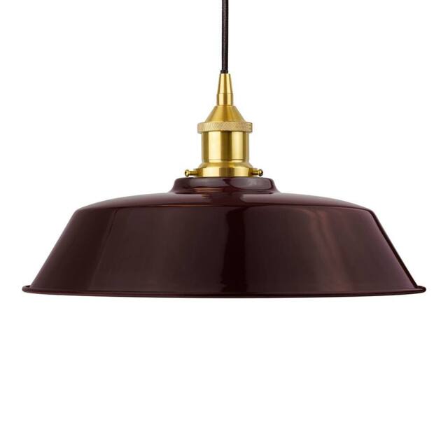 SE Home Burgundy Red Chancery Pendant Light - Polished Brass - Black Round - image 1
