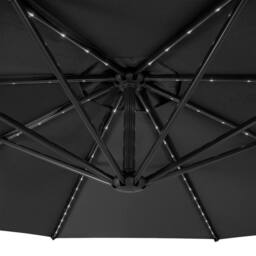 Monstershop LED Cantilever Parasol 3m With Full Fan Base - Grey - thumbnail 7