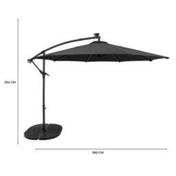 Monstershop LED Cantilever Parasol 3m With Full Fan Base - Grey - thumbnail 5