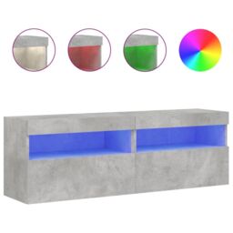 Berkfield Home TV Wall Cabinets with LED Lights 2 pcs Concrete Grey 60x30x40 cm - Size: 60 x 30 x 40 cm - thumbnail 2