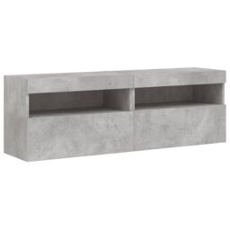Berkfield Home TV Wall Cabinets with LED Lights 2 pcs Concrete Grey 60x30x40 cm - Size: 60 x 30 x 40 cm - thumbnail 3