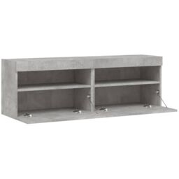 Berkfield Home TV Wall Cabinets with LED Lights 2 pcs Concrete Grey 60x30x40 cm - Size: 60 x 30 x 40 cm - thumbnail 8
