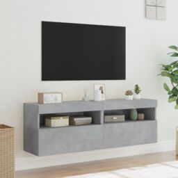 Berkfield Home TV Wall Cabinets with LED Lights 2 pcs Concrete Grey 60x30x40 cm - Size: 60 x 30 x 40 cm - thumbnail 5