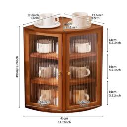 KORVIXA Acrylic Door Bamboo Corner Cabinet Kitchen in Brown - thumbnail 2
