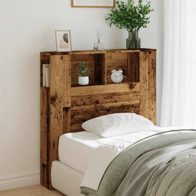 Berkfield Home Headboard Cabinet Old Wood 100x19x104.5 cm Engineered Wood in Brown - image 1