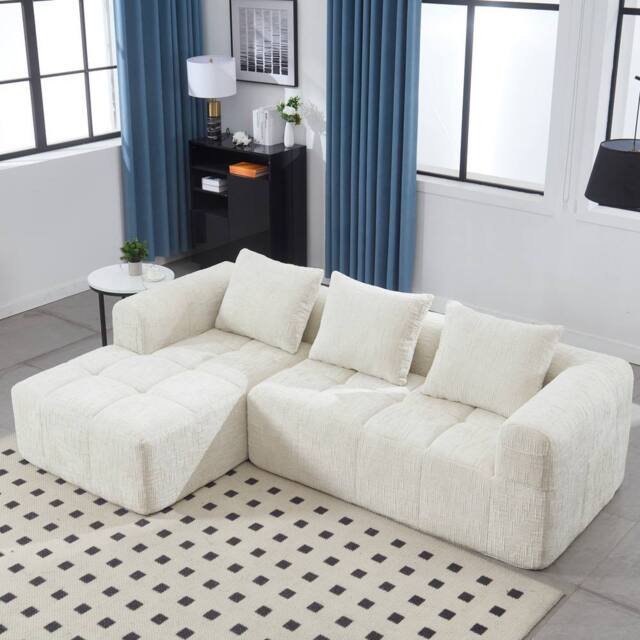 Direct Wicker Oversized Cloud Couch, Modular Sectional L Shape Sofa in Beige - Size: 3 Seater - image 1