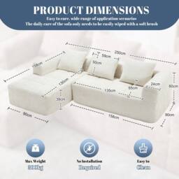 Direct Wicker Oversized Cloud Couch, Modular Sectional L Shape Sofa in Beige - Size: 3 Seater - thumbnail 6