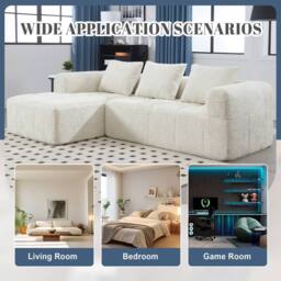 Direct Wicker Oversized Cloud Couch, Modular Sectional L Shape Sofa in Beige - Size: 3 Seater - thumbnail 5