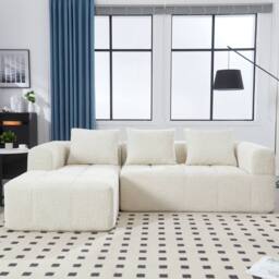 Direct Wicker Oversized Cloud Couch, Modular Sectional L Shape Sofa in Beige - Size: 3 Seater - thumbnail 7
