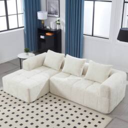 Direct Wicker Oversized Cloud Couch, Modular Sectional L Shape Sofa in Beige - Size: 3 Seater - thumbnail 1