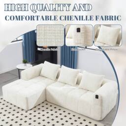 Direct Wicker Oversized Cloud Couch, Modular Sectional L Shape Sofa in Beige - Size: 3 Seater - thumbnail 2