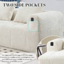 Direct Wicker Oversized Cloud Couch, Modular Sectional L Shape Sofa in Beige - Size: 3 Seater - thumbnail 4