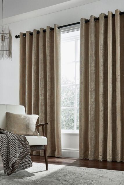 Helena Springfield 'Roma' Woven Lined Curtains in Light Tan - Size: 167 cm width x 228 cm drop - image 1
