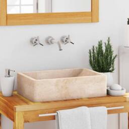 Berkfield Home Sink 45x30x12 cm Marble High Gloss Cream - Size: 45 x 30 x 12 cm - thumbnail 2