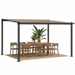 OUTSUNNY 3.6 x 3 m Lean to Garden Pergola with Drainage Gutters, Dark Grey - thumbnail 2