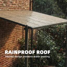 OUTSUNNY 3.6 x 3 m Lean to Garden Pergola with Drainage Gutters, Dark Grey - thumbnail 6
