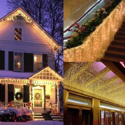 Shatchi 240 Warm White LED Icicle Christmas Lights - 8 Modes, Auto Timer in Yellow - thumbnail 5
