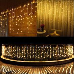 Shatchi 240 Warm White LED Icicle Christmas Lights - 8 Modes, Auto Timer in Yellow - thumbnail 4