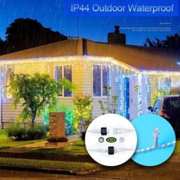 Shatchi 240 Warm White LED Icicle Christmas Lights - 8 Modes, Auto Timer in Yellow - thumbnail 6