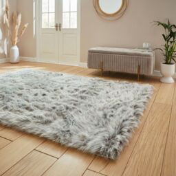 The Rug Shop UK Light Grey Plain Shaggy 80mm Thick Stain-Resistant Easy to Clean Rug - Size: 160 cm x 230 cm - thumbnail 2