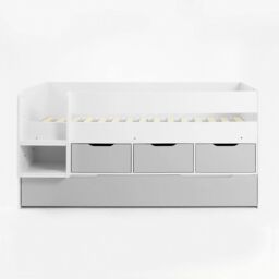 Flair Lars Low Cabin Bed with Trundle & Storage Drawers in White - Size: Single - thumbnail 7
