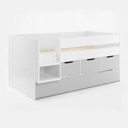 Flair Lars Low Cabin Bed with Trundle & Storage Drawers in White - Size: Single - thumbnail 5