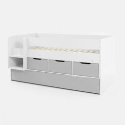 Flair Lars Low Cabin Bed with Trundle & Storage Drawers in White - Size: Single - thumbnail 8