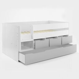 Flair Lars Low Cabin Bed with Trundle & Storage Drawers in White - Size: Single - thumbnail 6