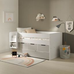 Flair Lars Low Cabin Bed with Trundle & Storage Drawers in White - Size: Single - thumbnail 2