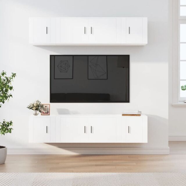 Berkfield Home 6 Piece TV Cabinet Set White Engineered Wood - image 1