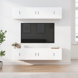 Berkfield Home 6 Piece TV Cabinet Set White Engineered Wood - thumbnail 1